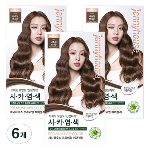 제니하우스코스메틱 프리미엄 헤어컬러 염모제, 내츄럴브라운6NB, 6개