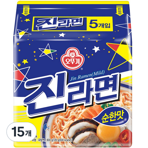 오뚜기 진라면 순한맛 120g, 15개