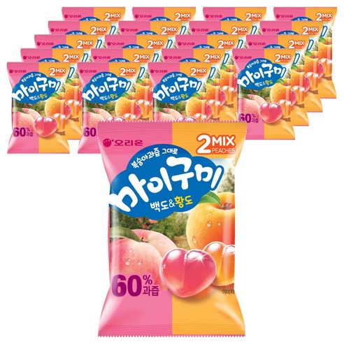 마이구미 복숭아과즙 그대로 백도황도, 20개, 66g