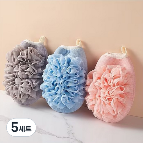 올웨일리 양면 샤워 핸드타월 22 x 13 x 1 cm TSP1692 3종 세트, 혼합색상, 5세트