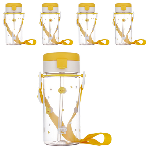 에디슨 유아용 프렌즈 흘림방지 에코젠 빨대컵 350ml, 5개, 오리 더기
