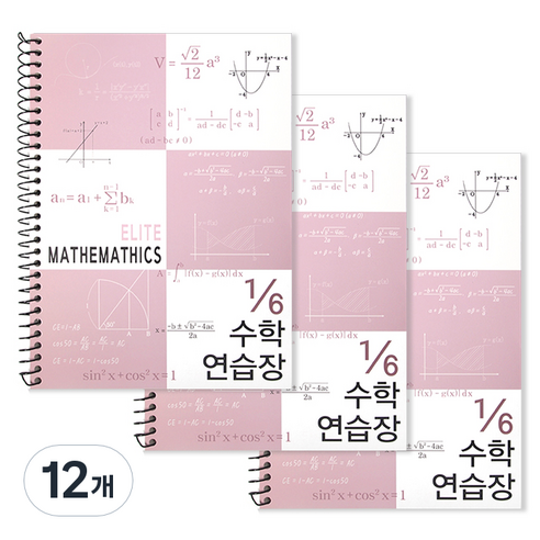 투영디자인 6분의1 엘리트 수학연습장, 모카핑크, 12개
