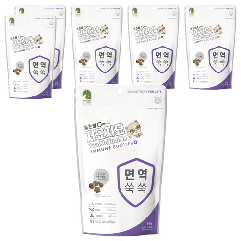 캐츠랑 고양이 저요저요 간식, 면역, 60g, 6개