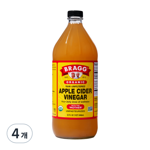 브래그 애플사이다비네거 음용식초, 946ml, 4개