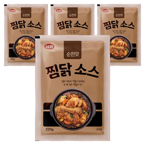삼화식품 순한맛 찜닭 소스, 220g, 4개