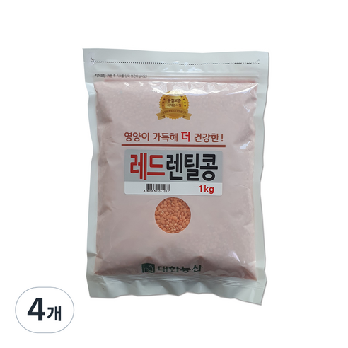 대한농산 레드렌틸콩, 4개, 1kg