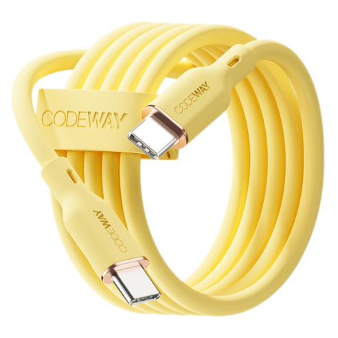코드웨이 팔레트 C타입-C타입 초고속 충전 케이블 PD 100W, 레몬 옐로우, 0.2m, 1개