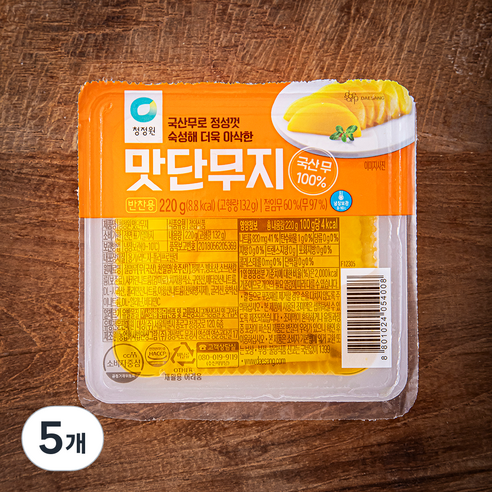 청정원 맛단무지, 220g, 5개