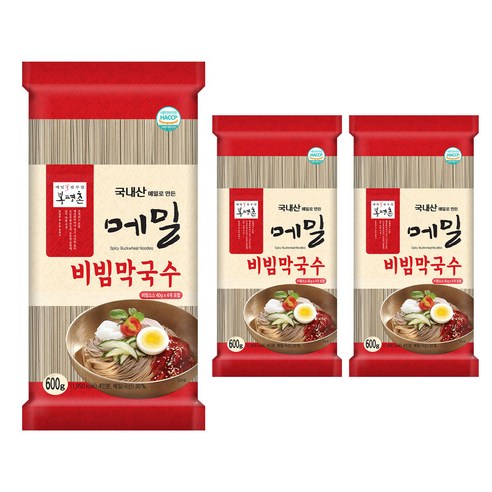 봉평촌 메밀 비빔 막국수, 600g, 3개