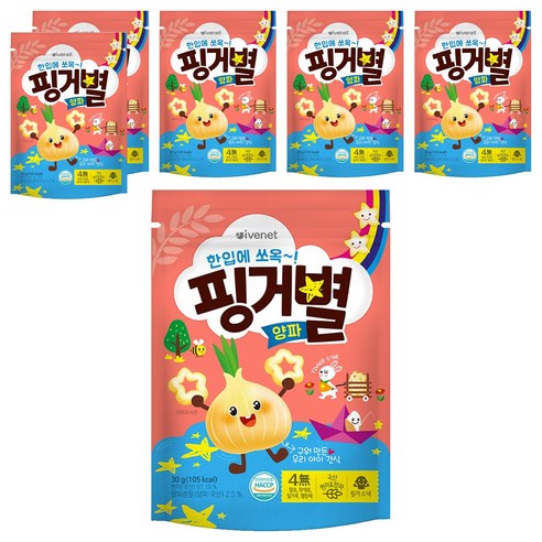 아이배냇 아동용 핑거별 쌀과자, 양파맛, 6개