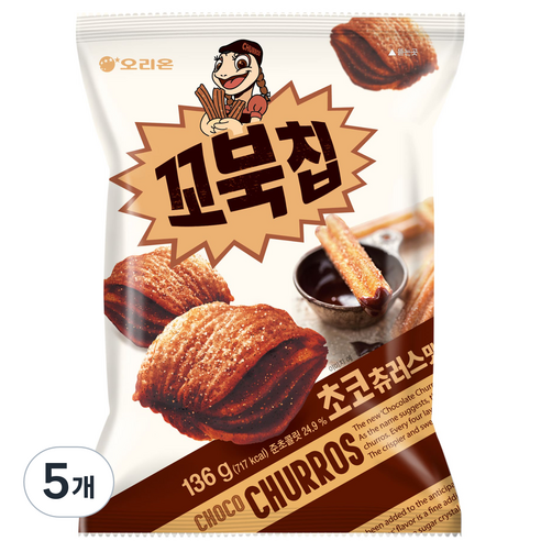 오리온 꼬북칩 초코츄러스맛, 136g, 5개