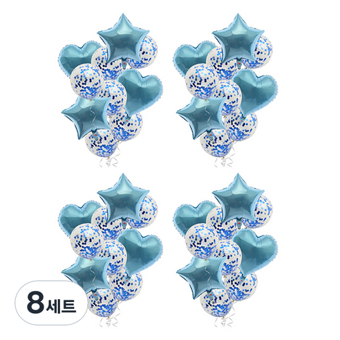 블럭마트 돌잔치 하트 별풍선 파티풍선 생일풍선 세트, TYPE4, 8세트
