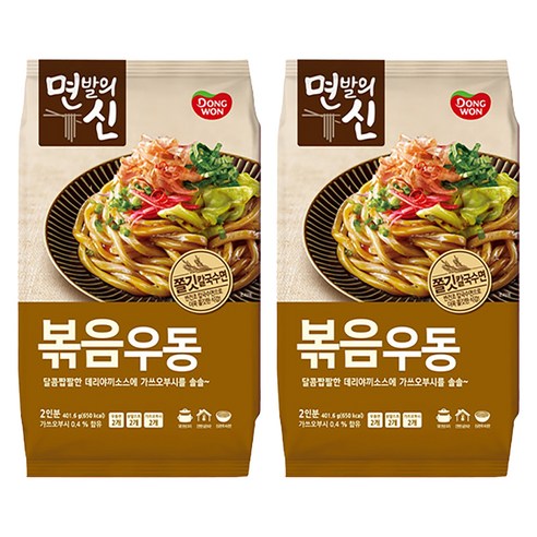 동원 면발의신 볶음우동 2인분, 401.6g, 2개
