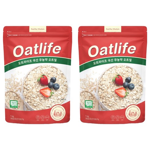 오트라이프 국산 무농약 오트밀, 1kg, 2개