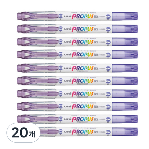 미쯔비시 유니 프로퍼스 소프트라인 PUS-102T 형광펜, 라벤더, 20개