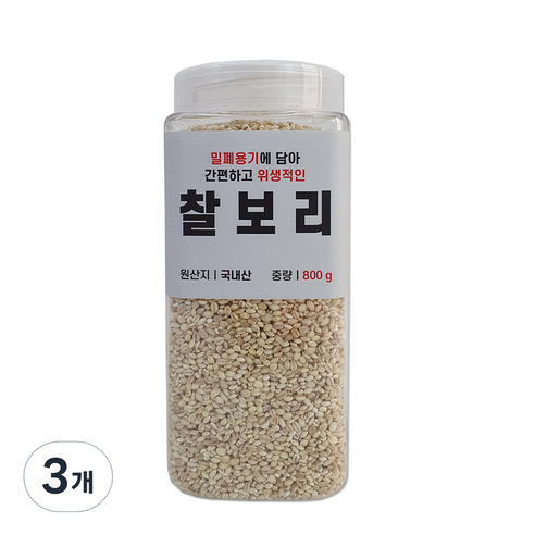 대한농산 통에담은 찰보리, 800g, 3개