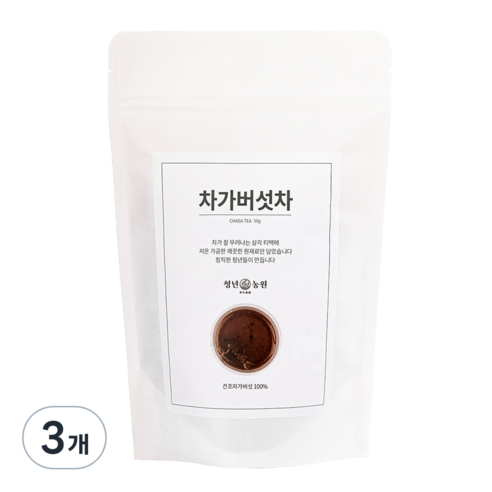 청년농원 저온가공 차가버섯차 삼각티백 입, 1g, 50개입, 3개
