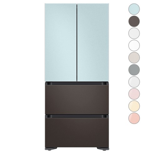 [색상선택형] 삼성전자 비스포크 김치플러스 프리스탠딩 4도어 냉장고 490L 방문설치, 코타 차콜