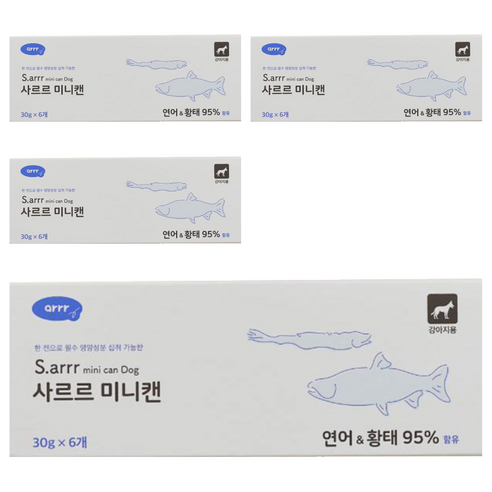동원아르르 강아지 사르르 미니캔 독 30g 6p, 연어 + 황태, 180g, 4개