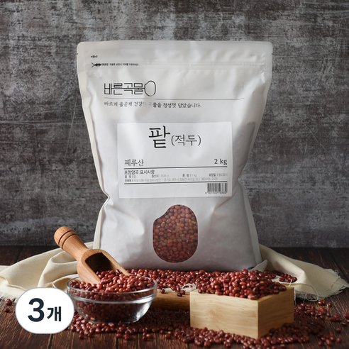 바른곡물 팥 페루산, 2kg, 3개