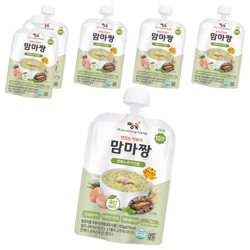 짱죽 맛있는 이유식 맘마짱 10개월부터 1p, 전복노른자진밥, 120g, 6개