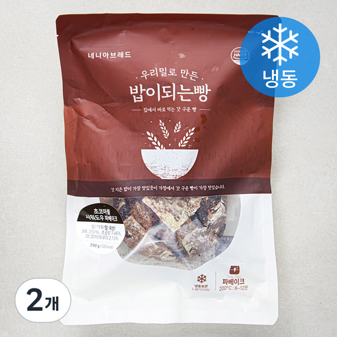 네니아브레드 초코마블 사워도우 파베이크 (냉동), 290g, 2개