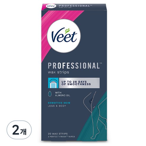 veet 프로페셔널 바디 왁스 스트립 민감성 피부용, 2개, 20g