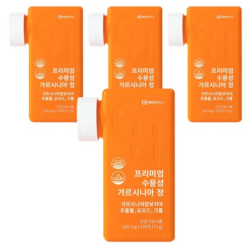 에버비키니 프리미엄 수용성 가르시니아 정 다이어트 보조제 72g, 120정, 4개