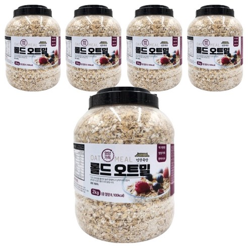 건강곡간 영양가득 롤드오트밀 통, 2kg, 5개