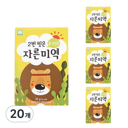 바다모음 2번 씻은 유기인증 자른미역, 미역맛, 20개, 30g
