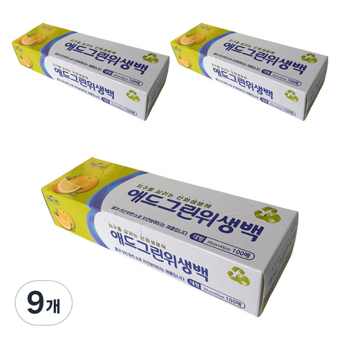 애드그린 산화생분해 위생백 대형 30 x 45 cm, 9개, 100개입, 대(L)