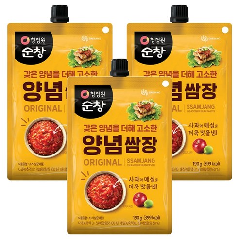 청정원순창 양념 쌈장, 190g, 3개