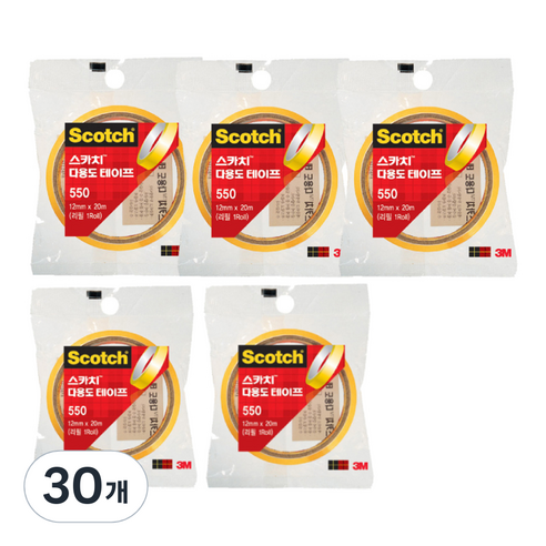 쓰리엠 스카치 다용도 테이프 550 리필 76.2mm 12mm x 20m, 투명, 30개
