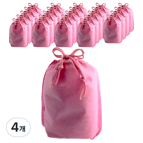 부직포 복주머니 더스트백 16 x 25 cm 25p, 핑크, 4개