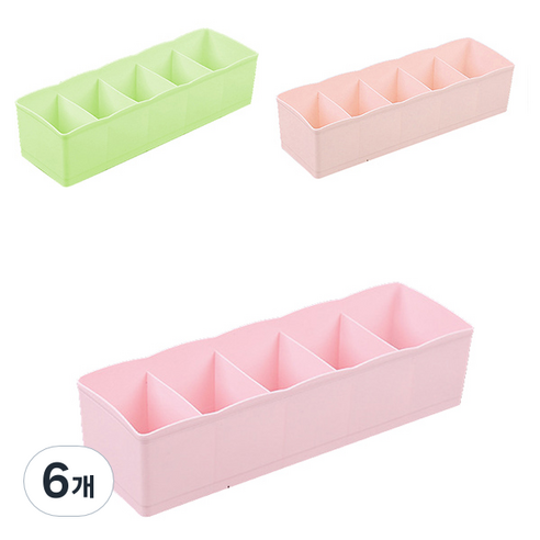 마켓감성 5칸 다용도 속옷정리함 랜덤 발송, 6개