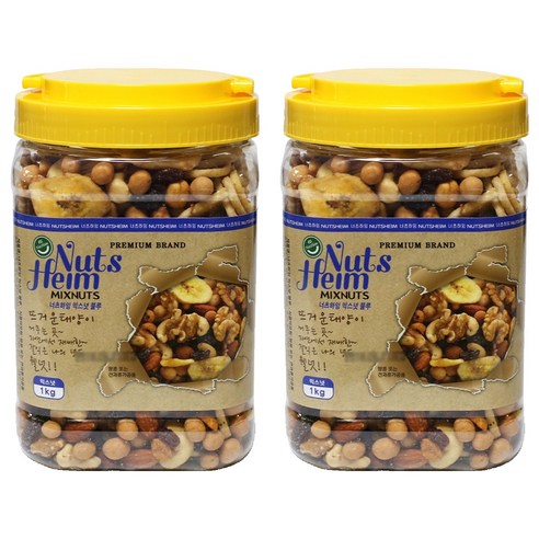 웰넛 자연두레 너츠하임 믹스넛 블루 용기, 1kg, 2개