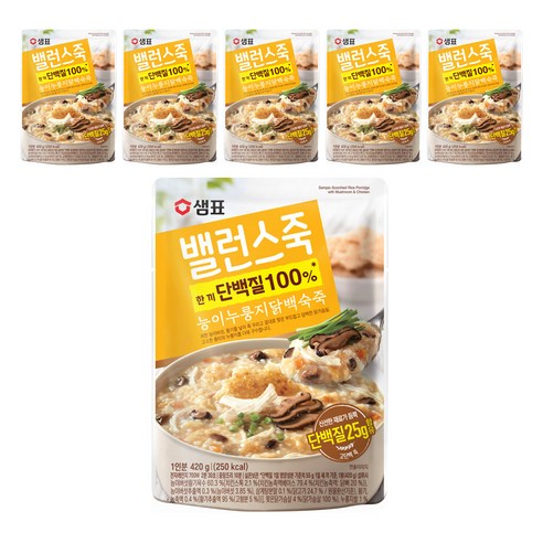 샘표 밸런스죽 능이누룽지닭백숙죽, 420g, 6개