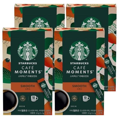 스타벅스 카페모먼트 스무스 원두커피믹스, 1.2g, 10개입, 4개