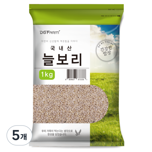 건강한밥상 국산 늘보리쌀, 1kg, 5개