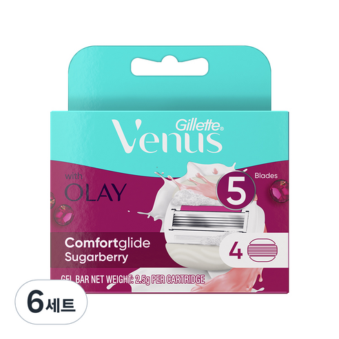 질레트 비너스 올레이 슈가베리 면도날, 4개입, 6개