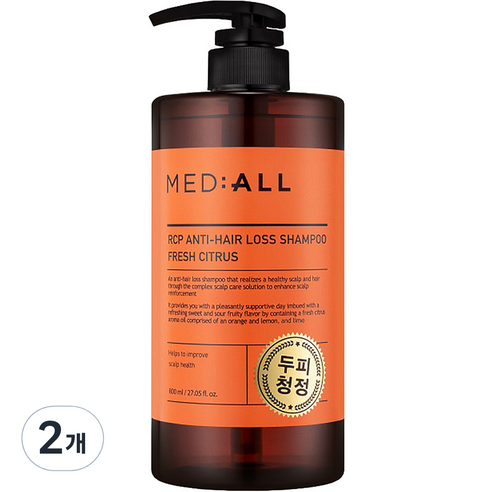 메디올 알시피 안티 헤어 로스 두피청정 샴푸 프레시 시트러스향, 800ml, 2개