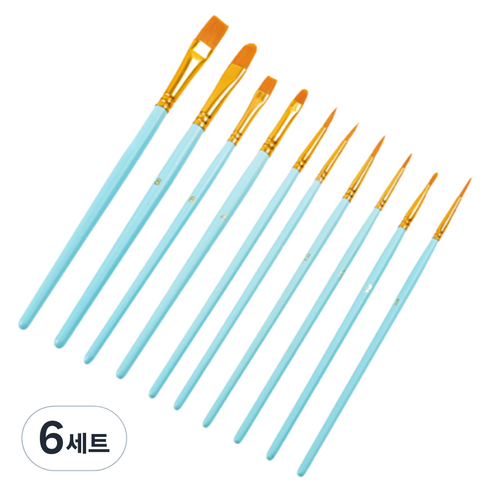 심플라인 수채화 붓 세트 블루, 6세트, 10종