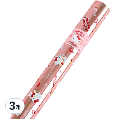산리오 증착포장지 헬로키티 53cm x 15m, 레드, 3개
