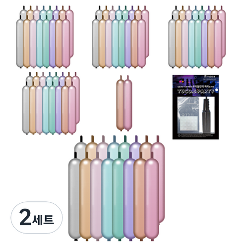 투코비 260 크롬그롬 요술풍선 50p + 손펌프 + 고정테이프 세트, 혼합색상, 2세트