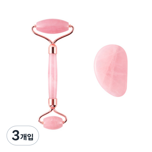 플랫지 조약돌 괄사마사지기 + 양방향 세트, 핑크, 3개입