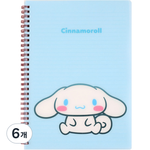 산리오 스프링 PP커버 유선노트 시나모롤, 블루, 6개