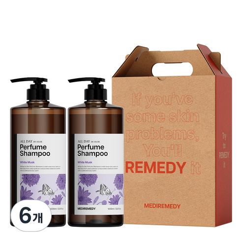 메디레머디 퍼퓸 샴푸+샴푸 선물포장 화이트머스크 1000ml, 6개