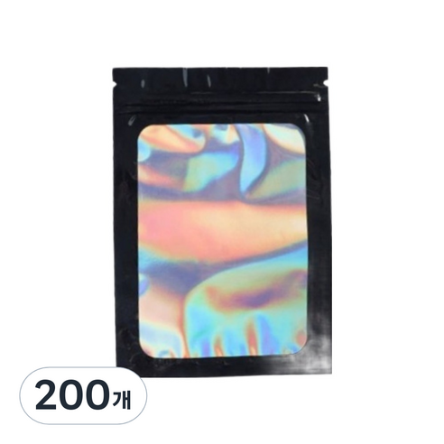 올하이 컬러풀 오로라 다용도 OPP 소품 포카 포장 지퍼백 슬리브 포장봉투 7.5 x 10 cm, 200개, 블랙
