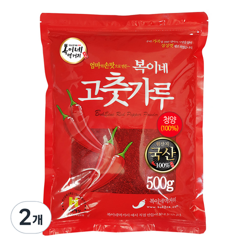 청양고춧가루 복이네먹거리 국산청양 100% 고춧가루 김치용, 500g, 2개 Best Top5