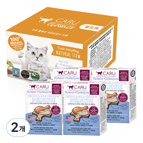 카루펫푸드 전연령 고양이 클래식 스튜, 치킨+대구, 624g, 2개